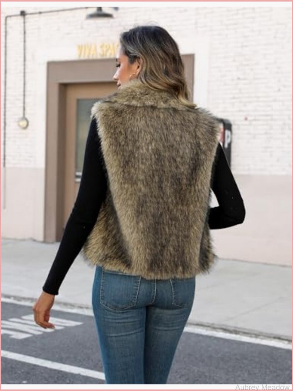 Faux Fur Vest Sleeveless Open Front Cardigan Cozy Jacket with Pockets - Picture 5 of 6